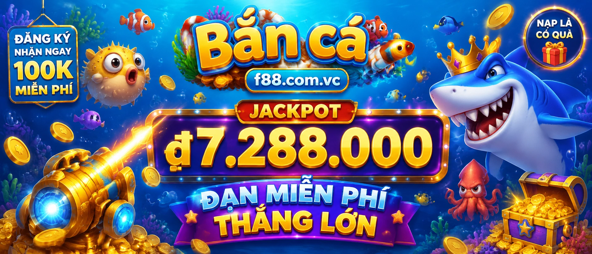 Bắn Cá đại dương với giao diện game nhiều màu sắc